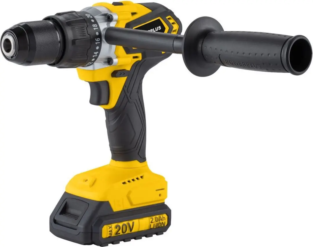 Powerplus POWX00530 Borstelloze Schroef-/Klopboormachine - 20V - 120Nm - 2x 2.0Ah - Geel