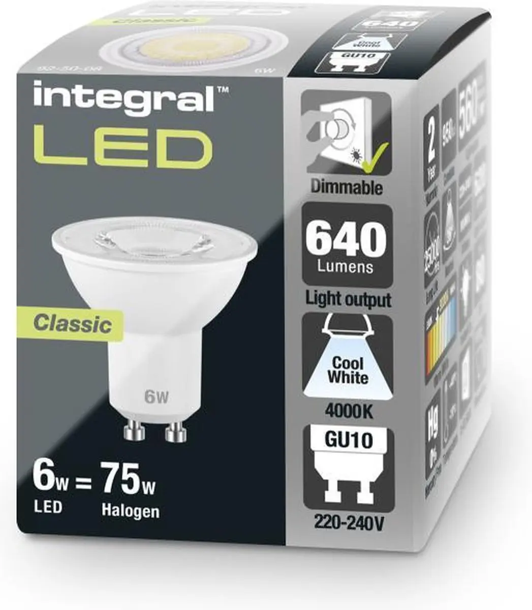 Integral GU10 LED Spot 5.7W 4000K - Dimbaar