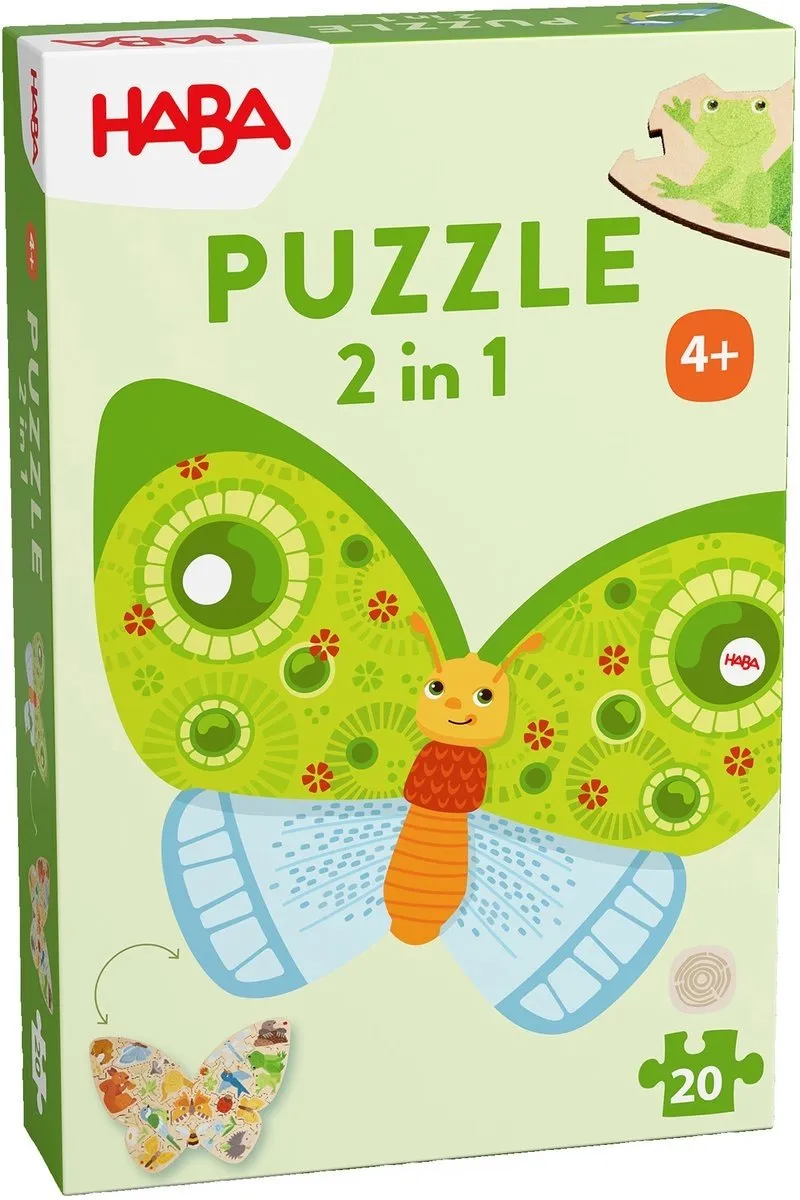 Haba Vlinder Puzzel 2in1 - 20 Stuks - Meerdere kleuren