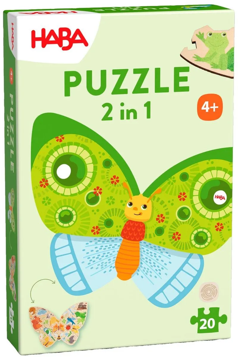 Haba Vlinder Puzzel 2in1 - 20 Stuks - Meerdere kleuren