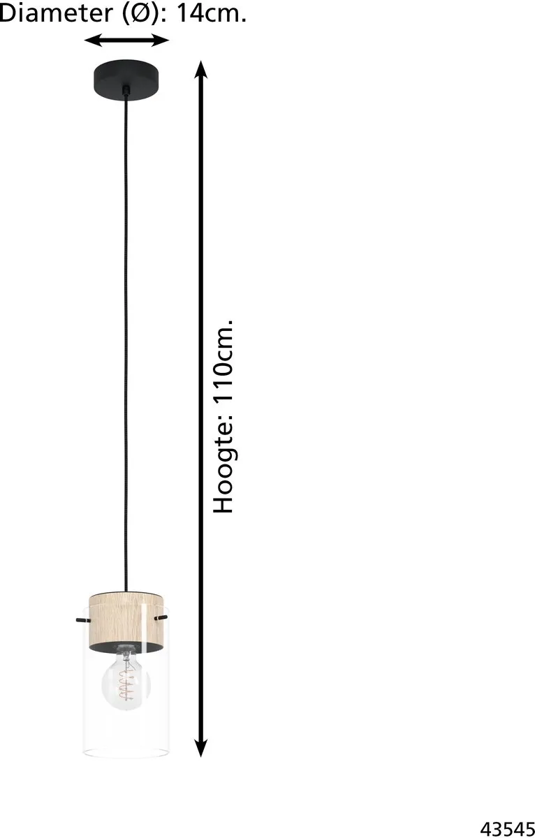 Eglo Madreselva Hanglamp - 3 Lichtpunten - Zwart/Bruin
