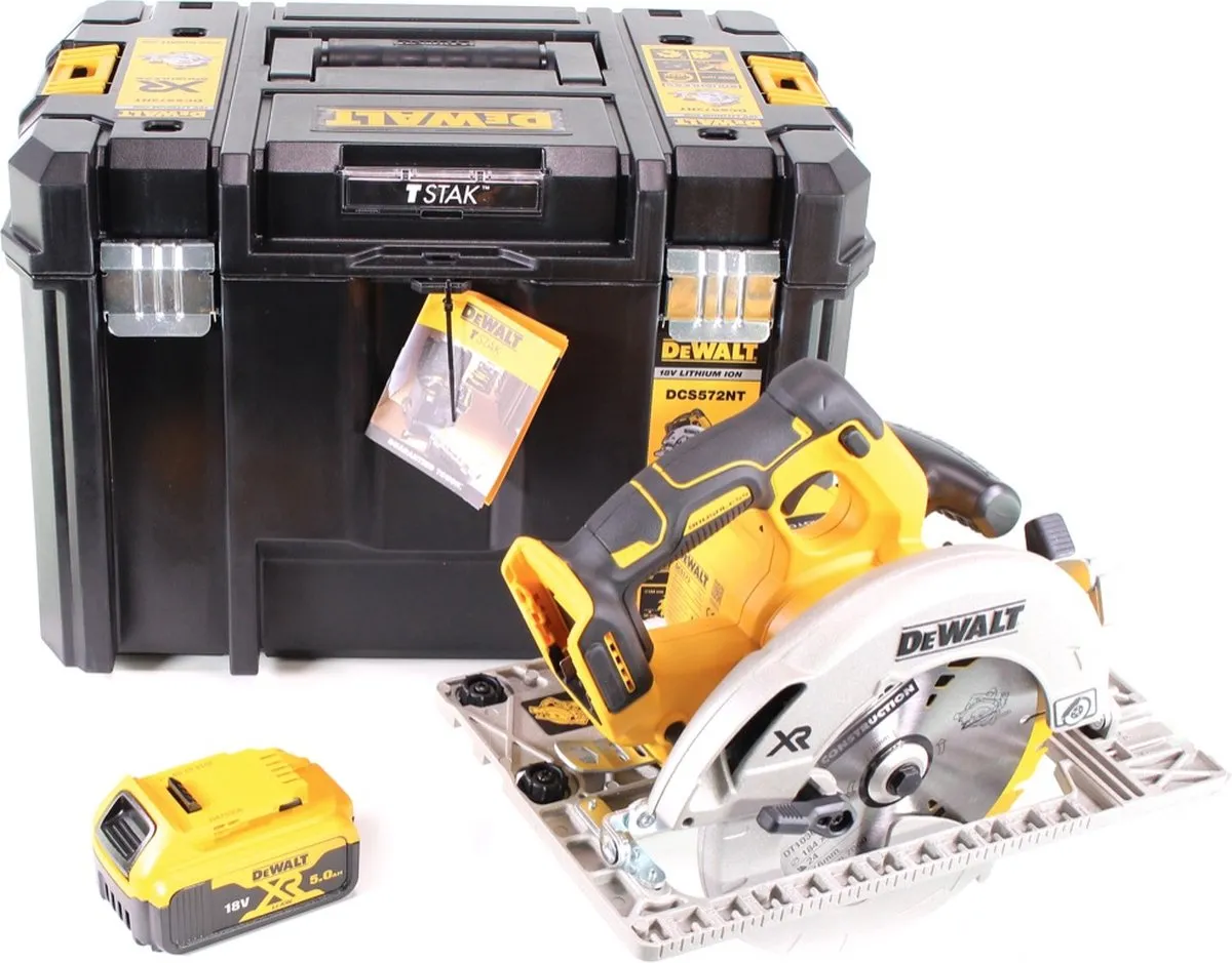 DeWalt DCS 572 NT Handcirkelzaag 18V - 184mm - 5,0Ah Accu - afbeelding 4 van 5