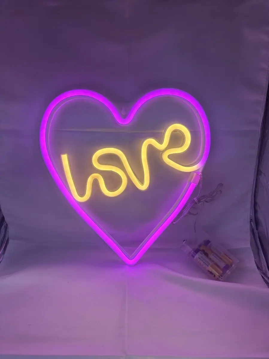 Impuls LED Hart+Love Wandlamp Roze+Geel Neon
