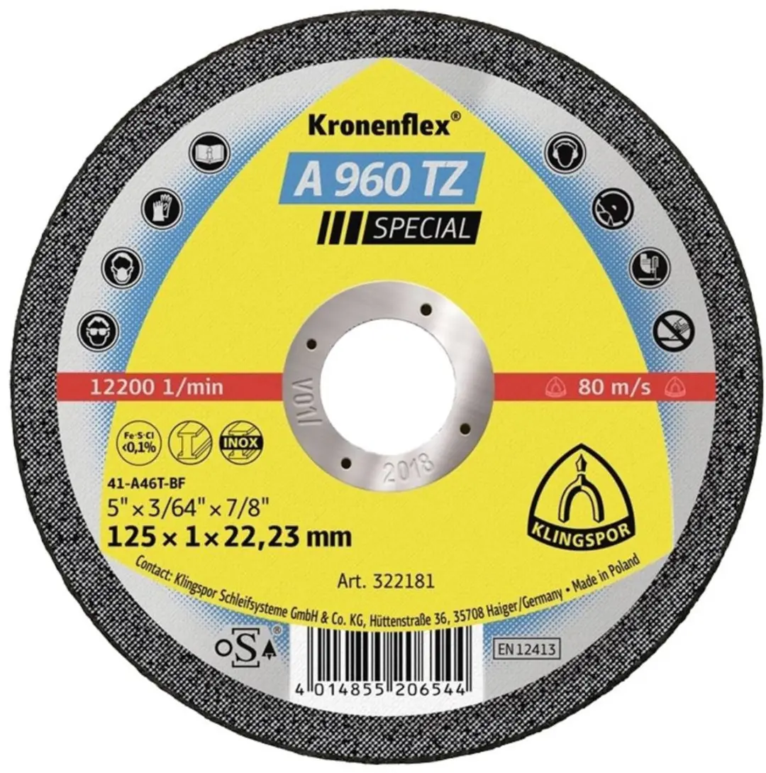Klingspor 322181 Doorslijpschijf RVS 125mm