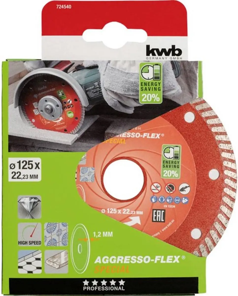 KWB 724540 Diamanten Doorslijpschijf 125mm - Beton/Graniet/Marmer