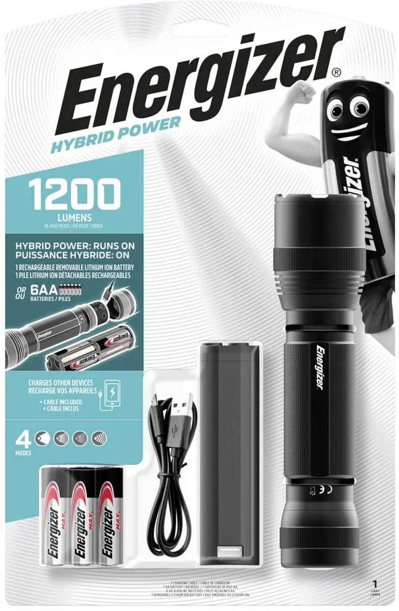 Energizer Hybrid Tactical Metal Zaklamp 1200 Lumen