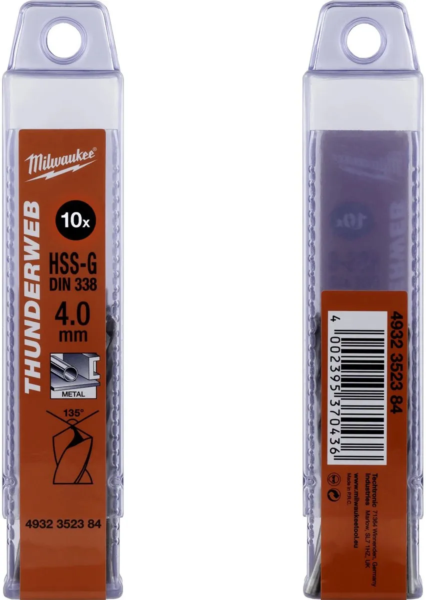 Milwaukee Thunderweb Metaalboren DIN 338 4mm - 10 Stuks
