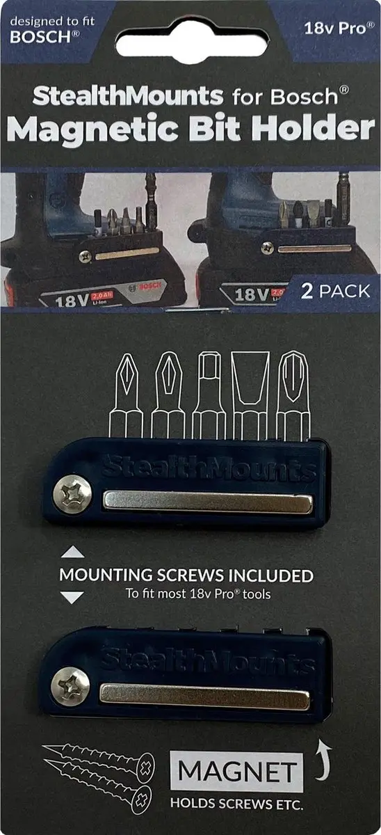 StealthMounts BH-BO-BLU Magnetische Bithouder - Blauw - 2 Stuks