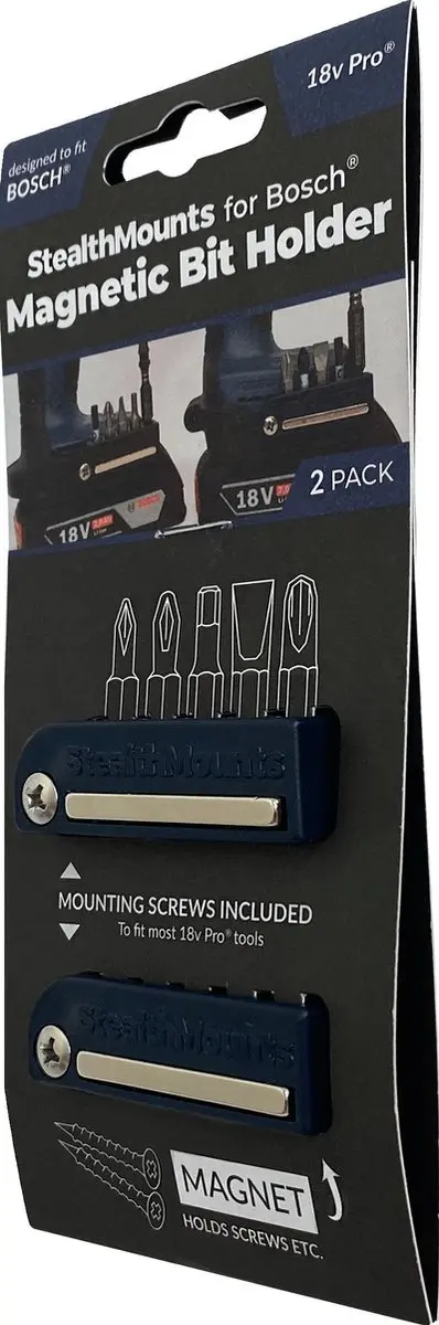 StealthMounts BH-BO-BLU Magnetische Bithouder - Blauw - 2 Stuks