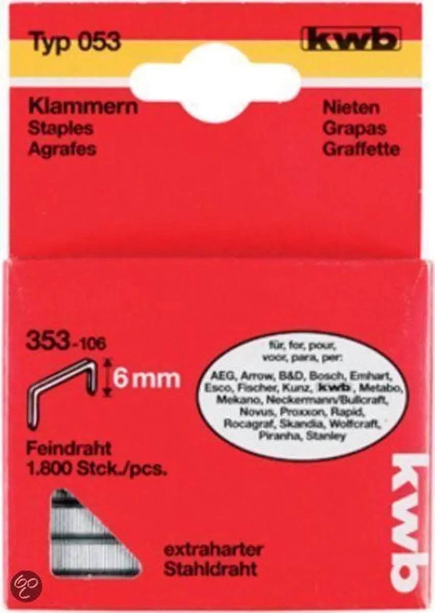 KWB Nieten Hard Type 053C 16mm - 800 Stuks