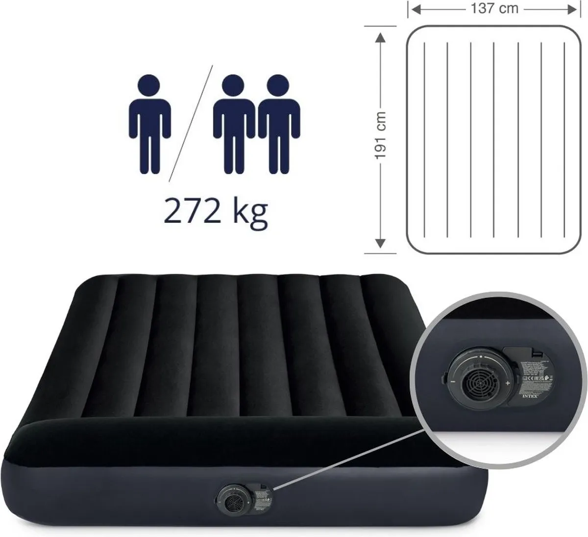 Intex Pillow Rest Classic Luchtbed 191x137x25cm - Donkerblauw