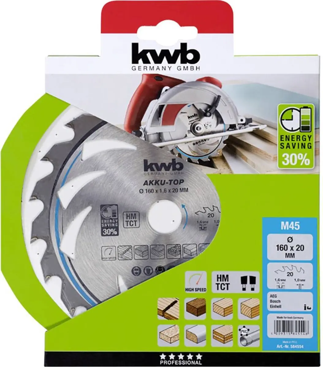 KWB LER-PO 100KA-FI Hardmetaal Cirkelzaagblad 173x30x1,2mm - 24 Tanden