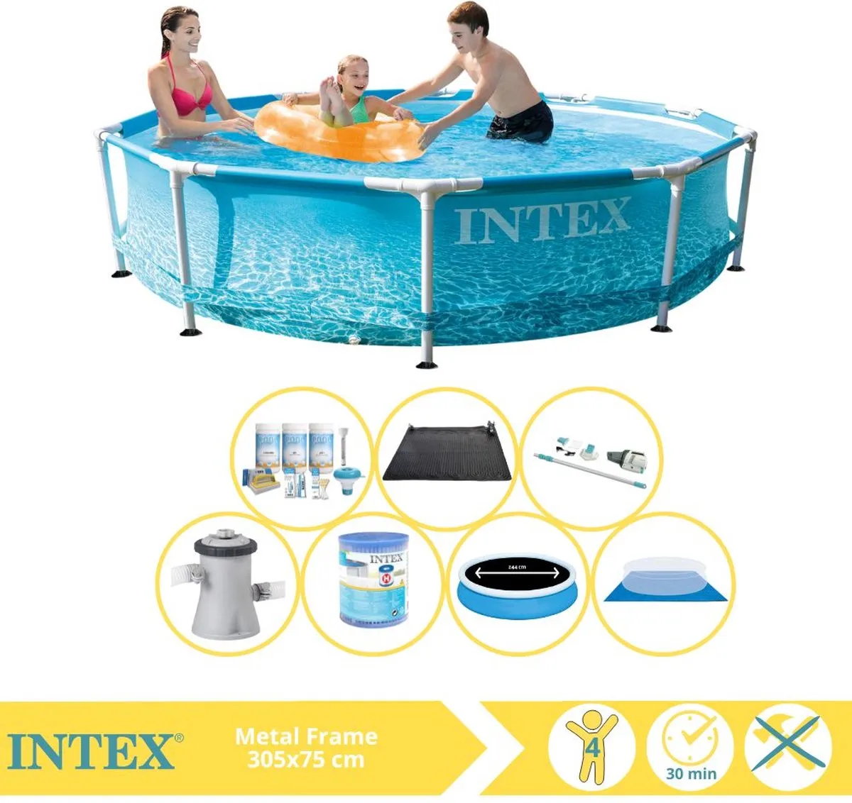 Intex Metal Frame 28200NP Opzetzwembad 305x76cm - Blauw/Wit - afbeelding 2 van 6