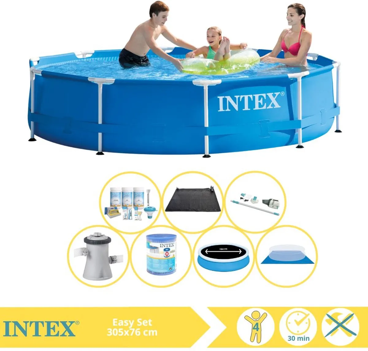 Intex Metal Frame 28200NP Opzetzwembad 305x76cm - Blauw/Wit - afbeelding 3 van 6