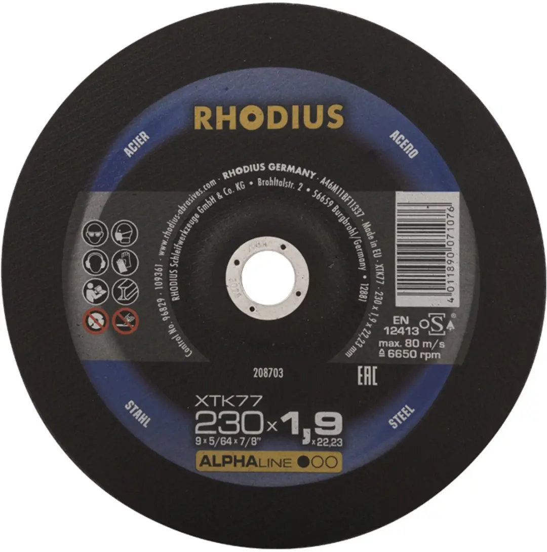 Rhodius ALPHAline XT77 Doorslijpschijf Metaal Ø230mm