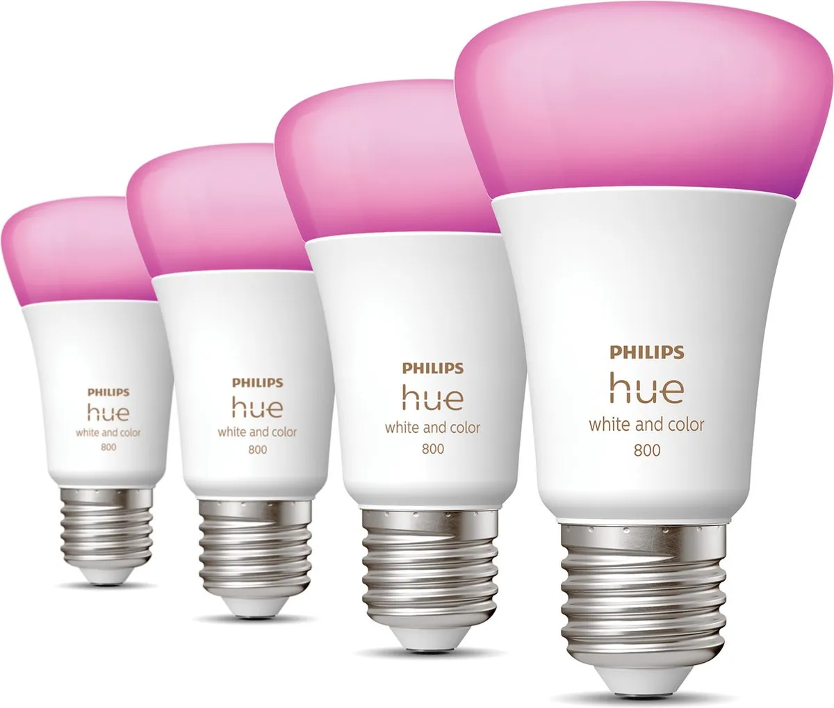 Philips Hue LED Lamp E27 RGBW 6,5W 806 Lm - 4 Stuks Mat
