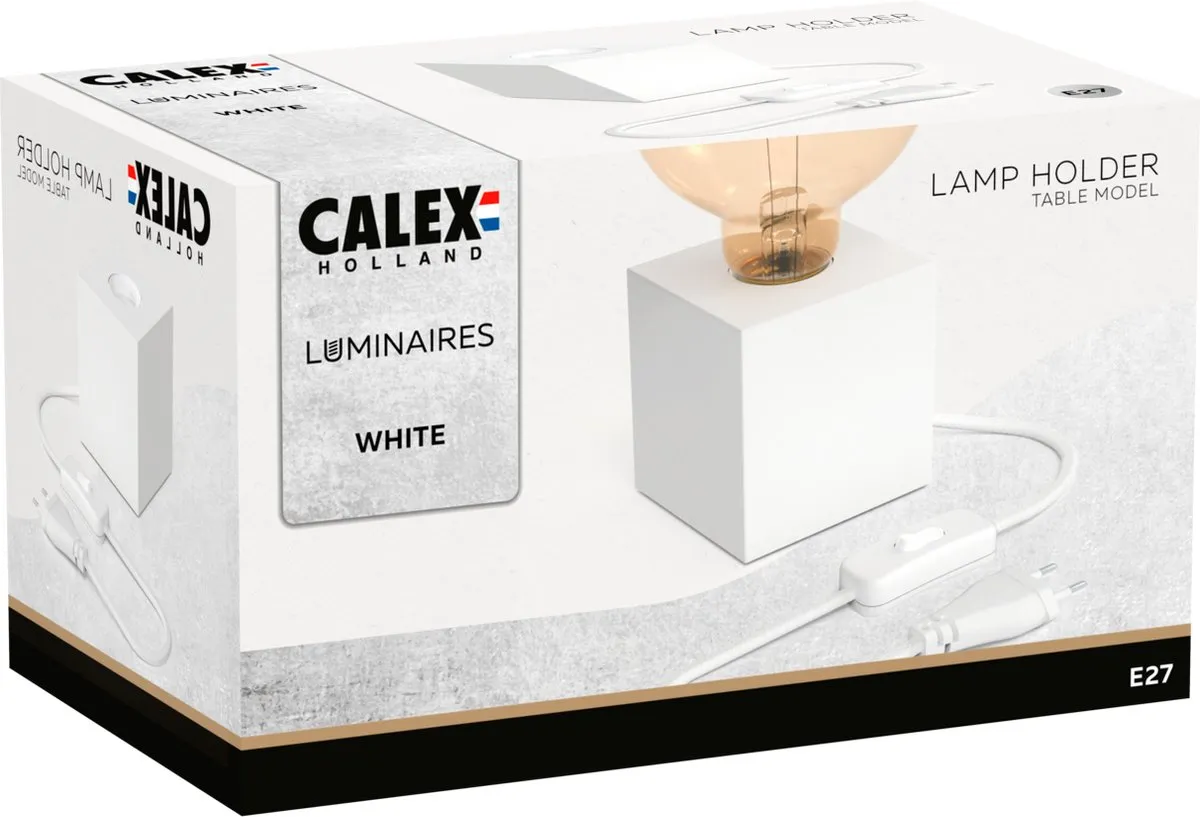 Calex Vierkant Tafellamp E27 - Wit - afbeelding 6 van 6