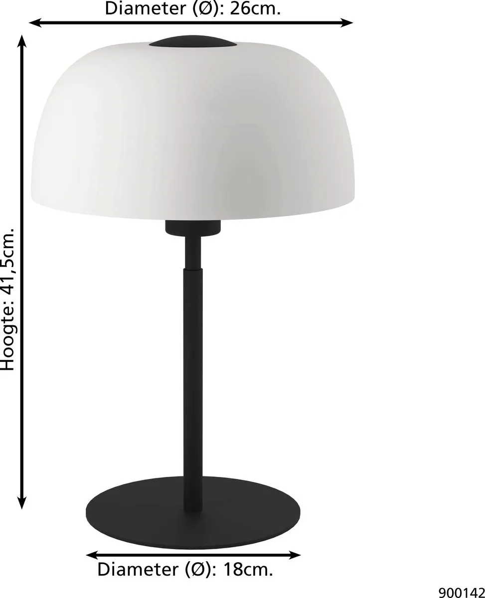Eglo Solo 2 Tafellamp E27 - 41,5 cm - Zwart/Wit
