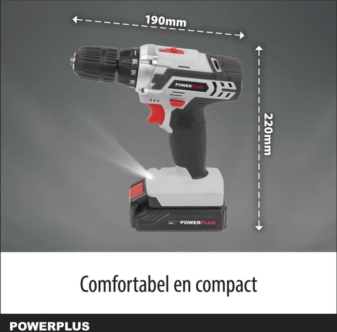 Powerplus POWC1061 Accuboormachine 16V - 1300mAh - 2 Snelheden
