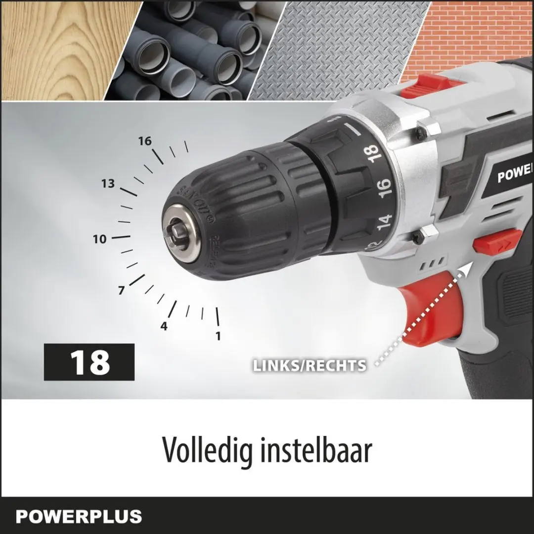 Powerplus POWC1061 Accuboormachine 16V - 1300mAh - 2 Snelheden