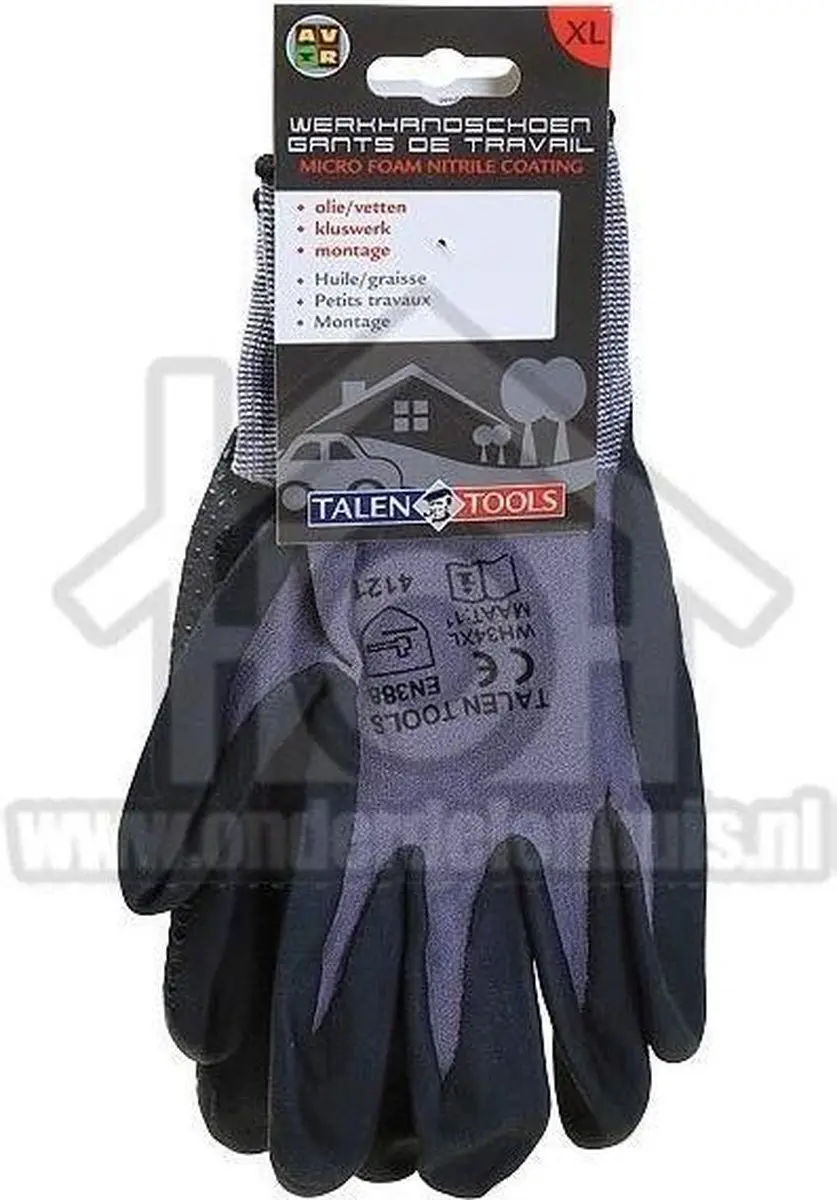 Talen Tools Nitrile Handschoenen - Zwart - Maat XL