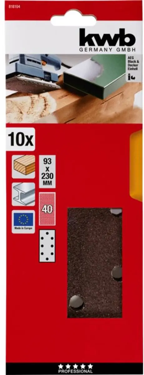KWB Schuurstrook 93x230mm Korrel 40 - 10 Stuks