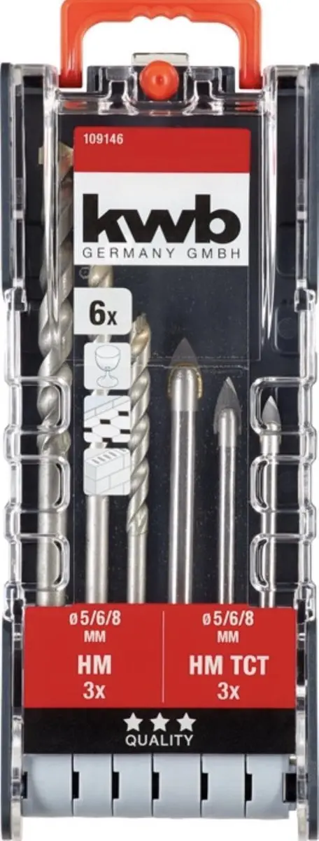 KWB Glasboorset 6-delig 5/6/8mm