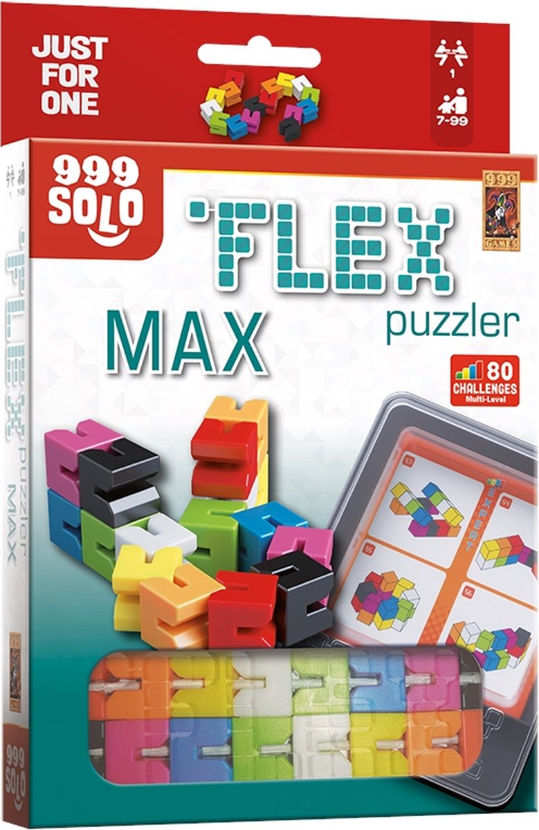 999 Games - Flex Puzzler MAX - Breinbreker - Uitdagende puzzel als fidget toy - Stimuleert het ruimtelijk inzicht - Educatief spel - Fidget Toy - Solo spel - Klein cadeautje