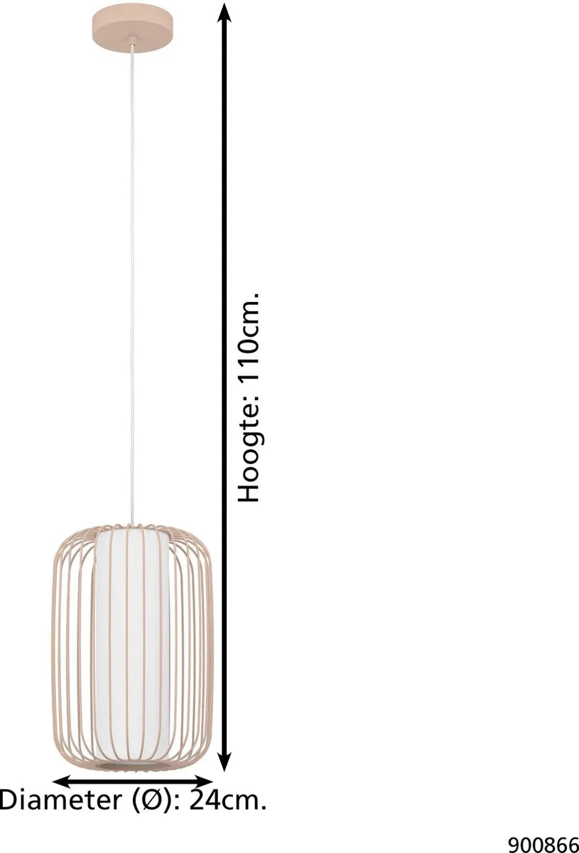 Eglo Terrarosa Hanglamp E27 - Ø24cm - Wit/Zand - afbeelding 6 van 6