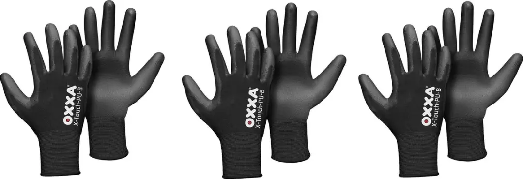 Oxxa X-Touch-PU-B Werkhandschoenen 9 - 3 Stuks - Zwart