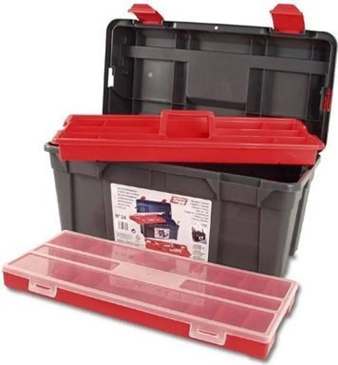 Tayg Gereedschapskist TG34 - 58x28,5x29cm - Zwart/Rood