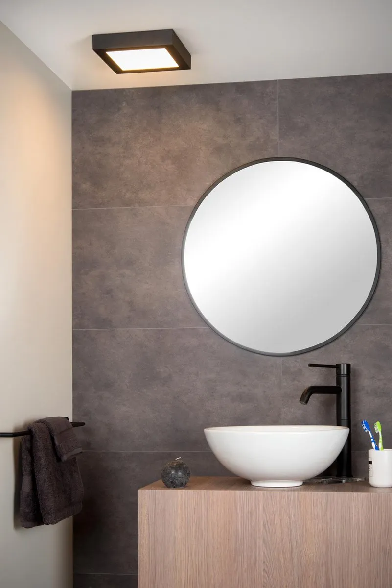 Lucide BRICE-LED Plafondlamp Badkamer - 22W 3000K IP44 - Zwart