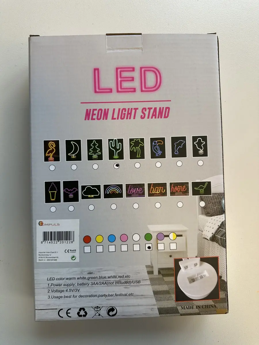 Impuls LED Flamingo & Cactus Nachtlamp - Roze & Groen Neon - 2 Stuks