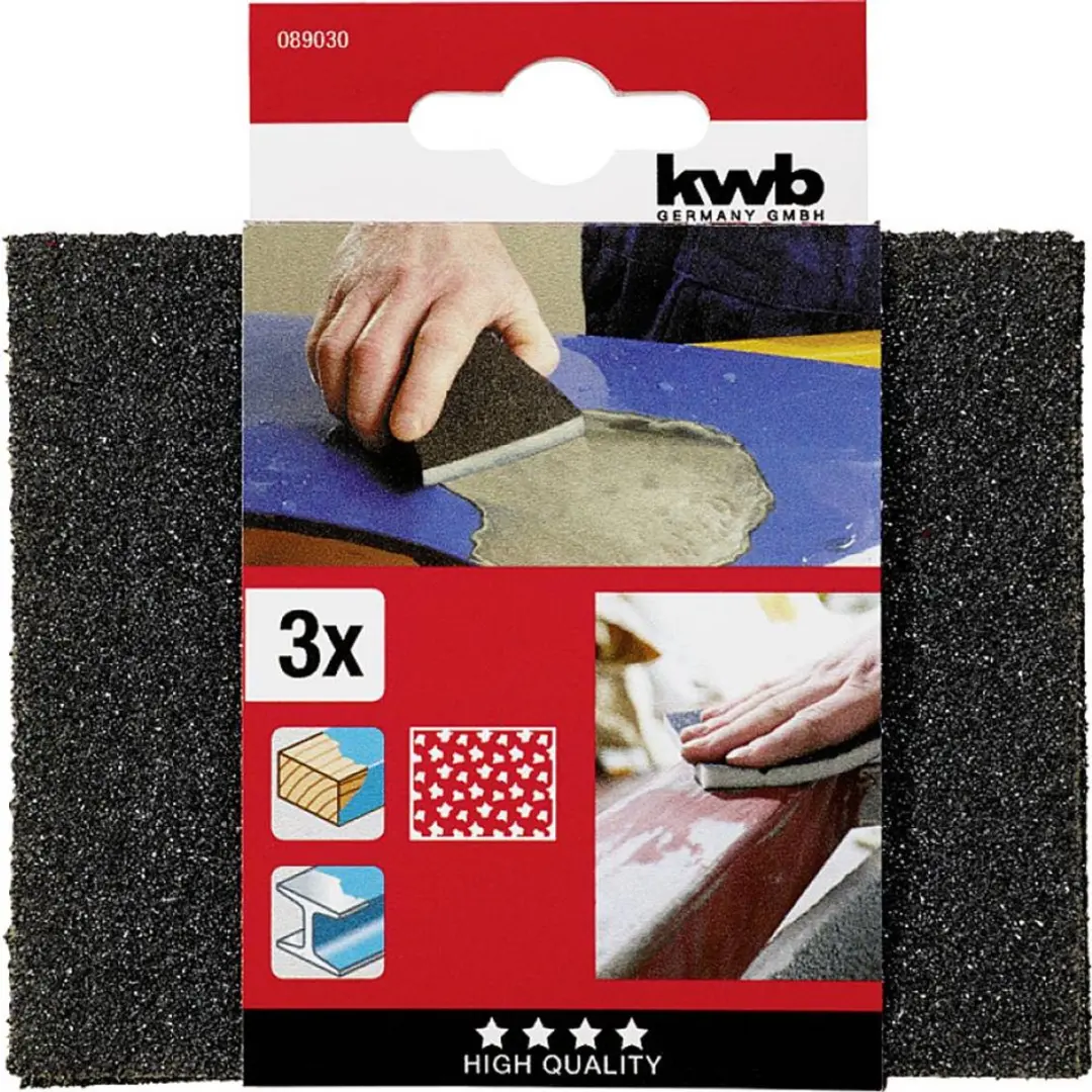 KWB Schuurspons 125x100x10mm - Grof - 3 Stuks