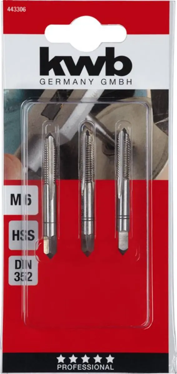 KWB HSS Handtappenset M6 - 3-delig - Metaal