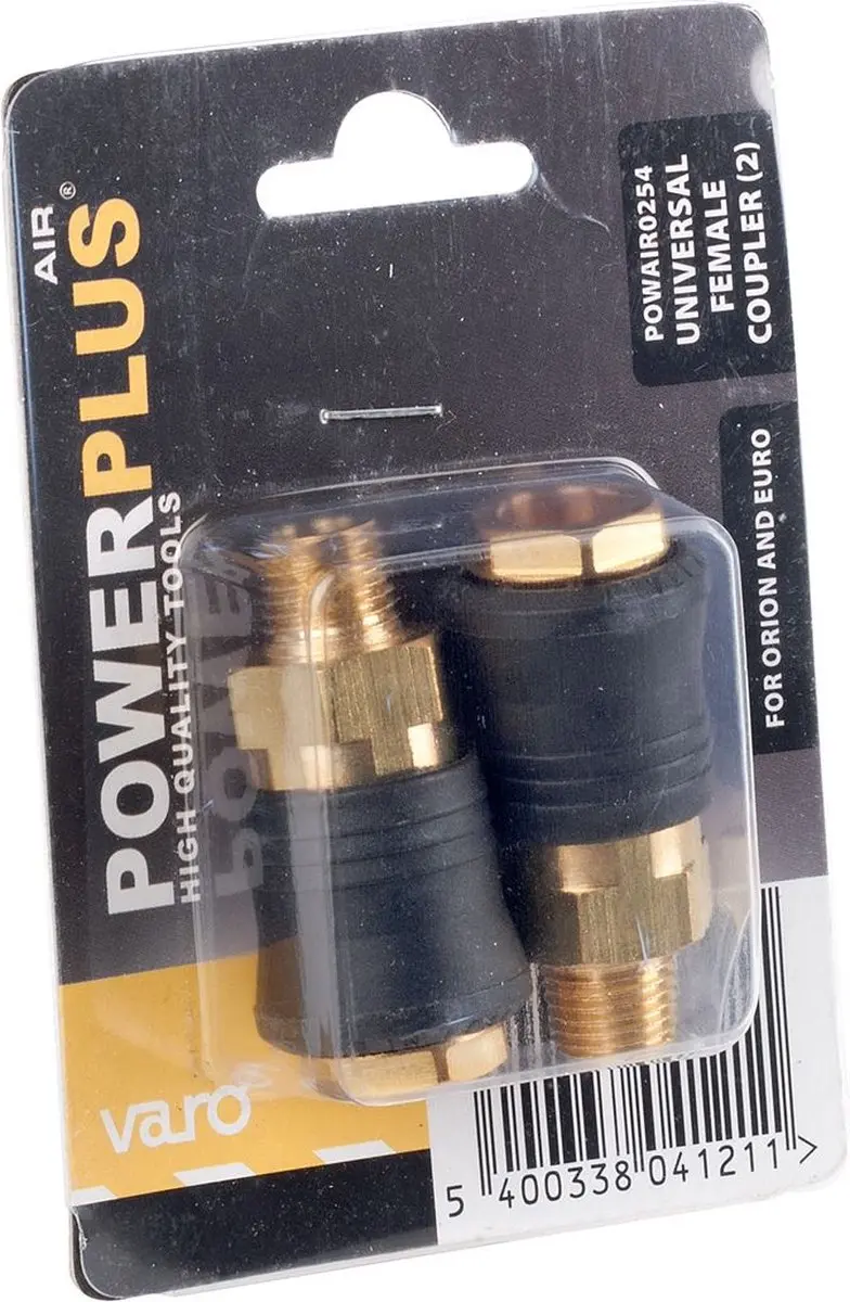 Powerplus POWAIR0254 Universele Snelkoppeling 1/4" - 2 Stuks - Koper