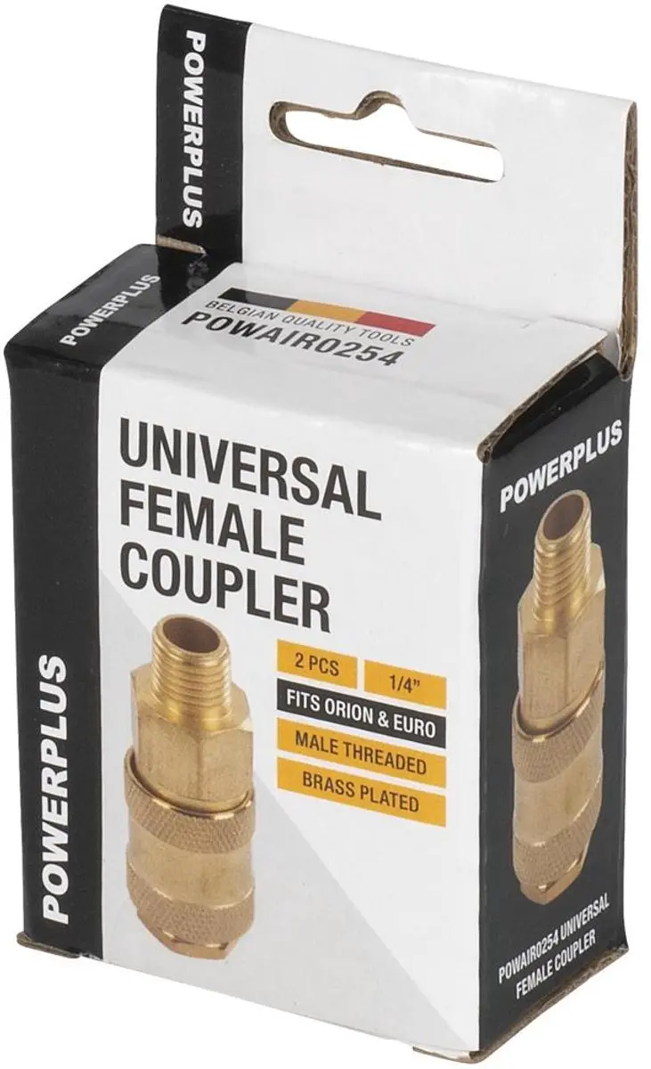 Powerplus POWAIR0254 Universele Snelkoppeling 1/4" - 2 Stuks - Koper