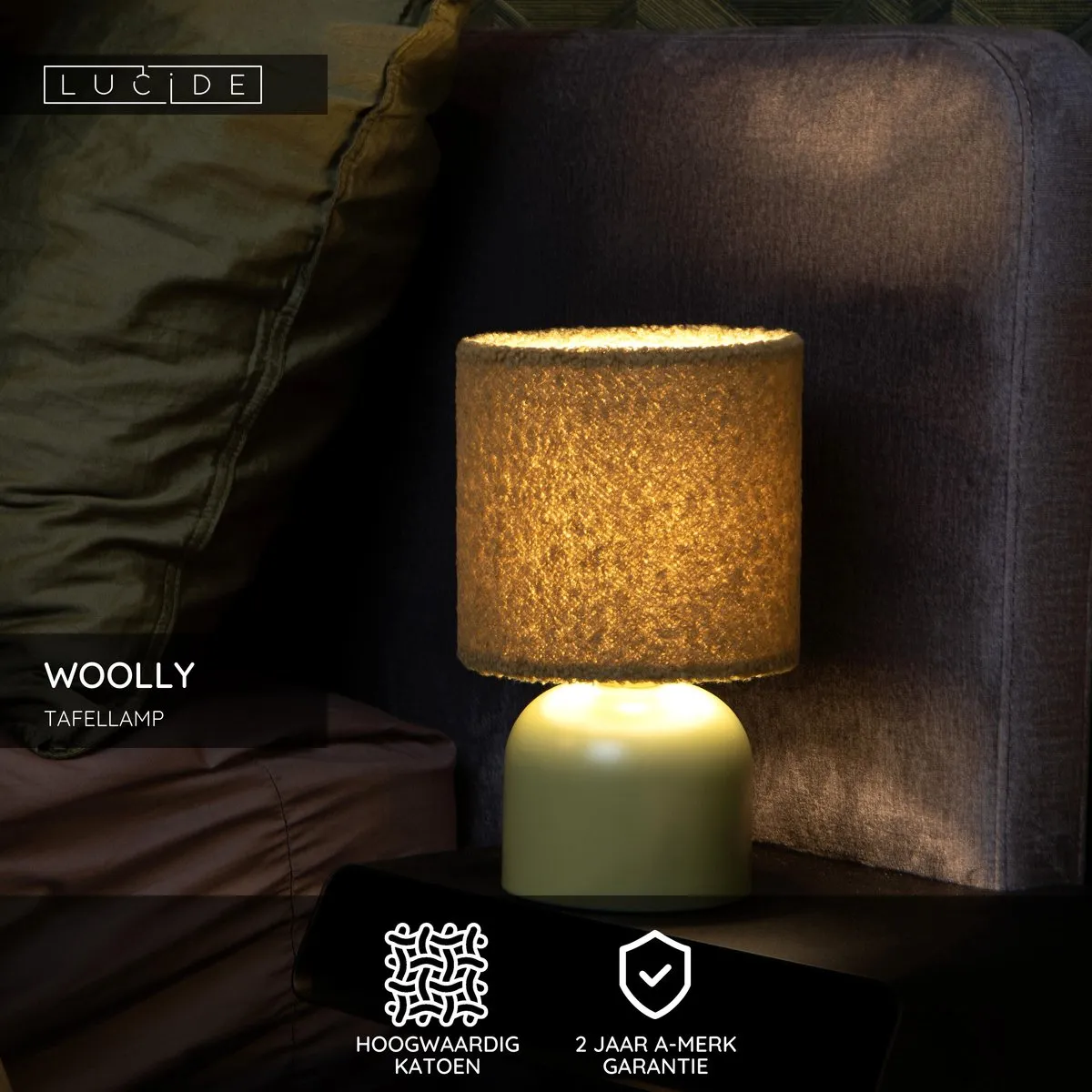 Lucide Woolly Tafellamp Ø16cm Groen