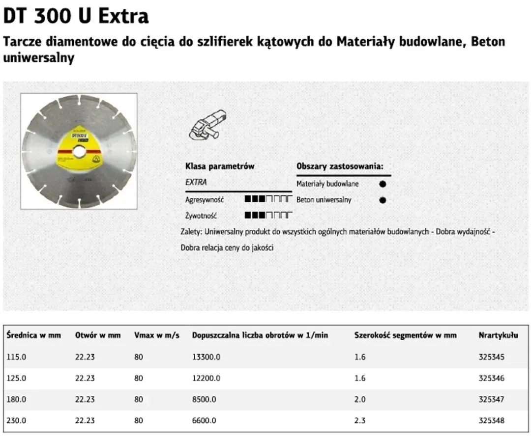 Klingspor DT 300 U Extra Diamantdoorslijpschijf 125mm - Beton