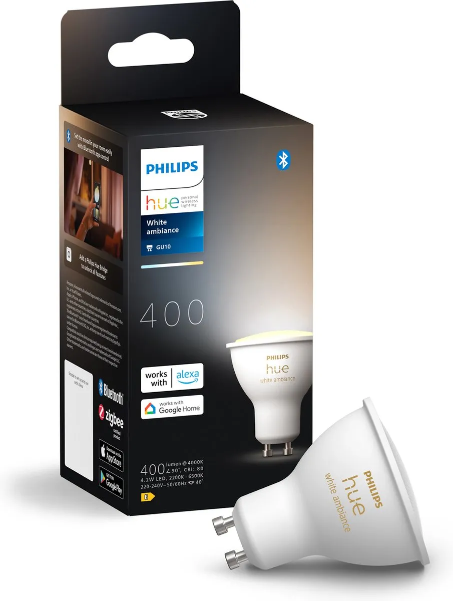 Philips Hue Pongee Opbouwspot 4x GU10 - Warm tot Koelwit - Incl. Dimmer Switch