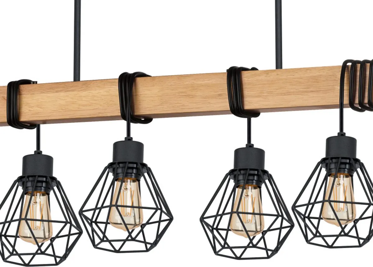 Eglo Townshend 5 Hanglamp 150cm - Zwart/Bruin