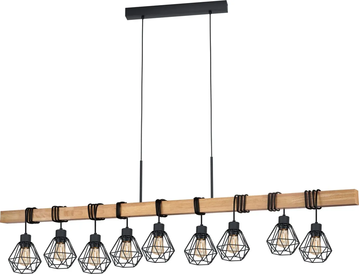 Eglo Townshend 5 Hanglamp 150cm - Zwart/Bruin