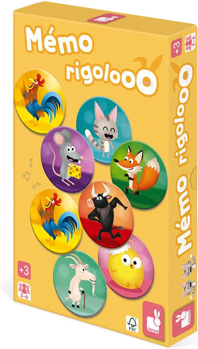 Janod Memo Rigolooo Dierenparen Zoekspel - 11.2736 - Multi