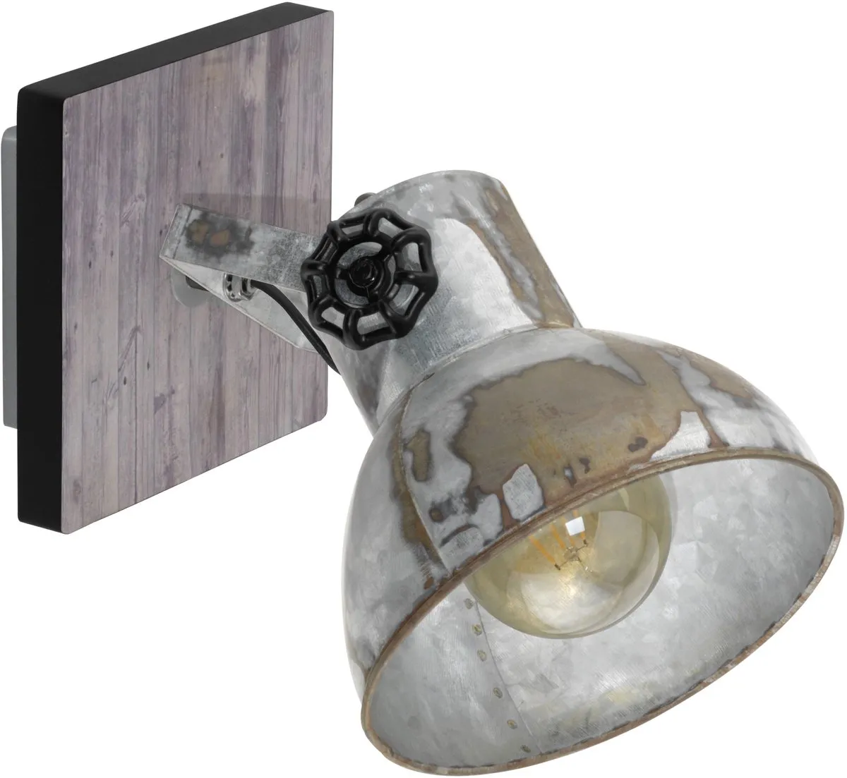 Eglo Barnstaple Wandlamp E27 - Bruin/Zwart/Oud-zink