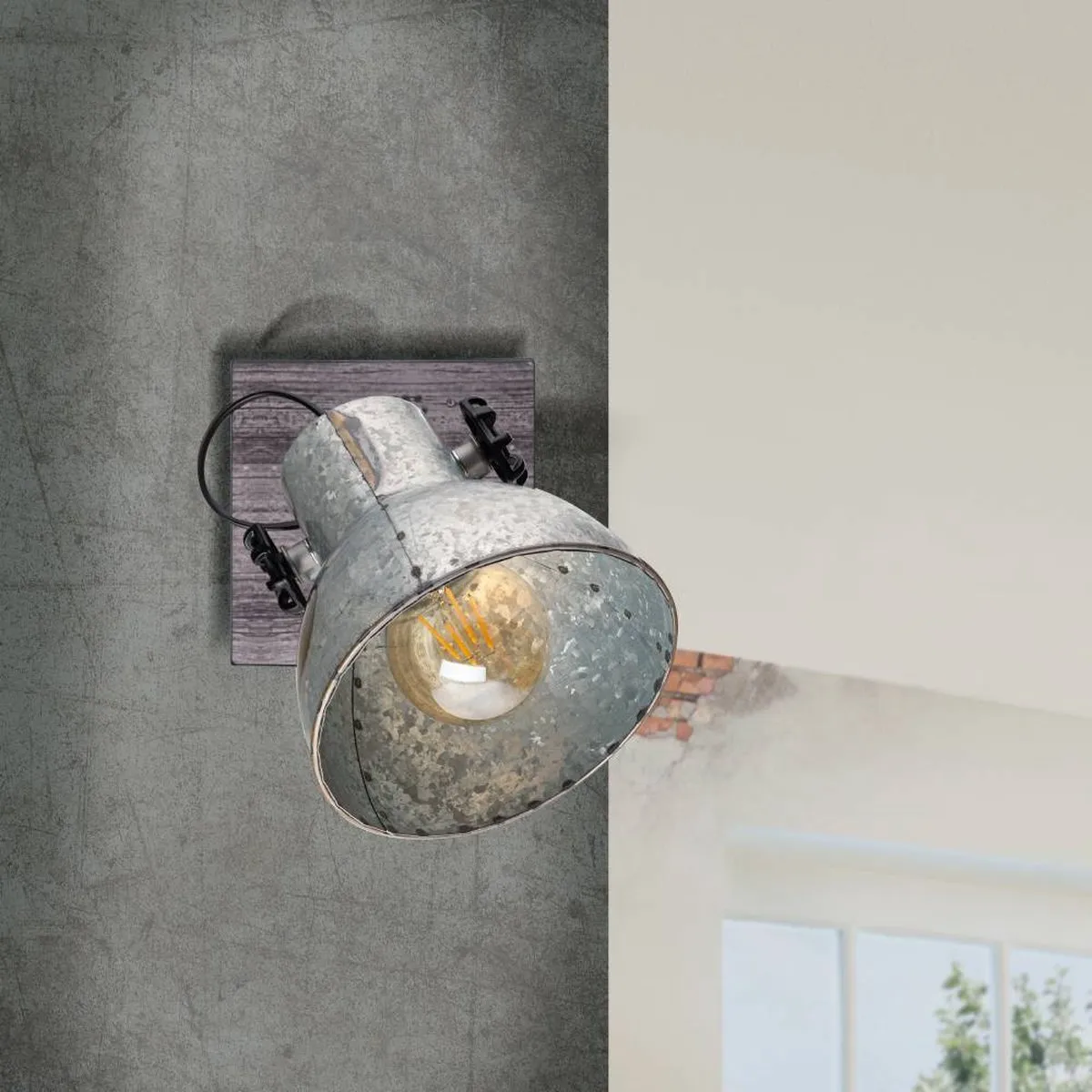 Eglo Barnstaple Wandlamp E27 - Bruin/Zwart/Oud-zink - afbeelding 6 van 6