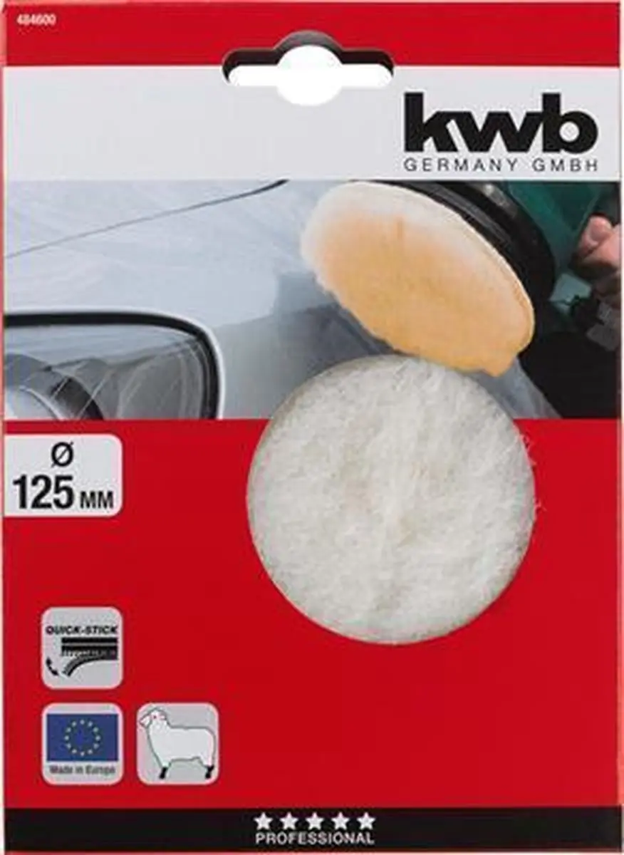 KWB Polijstvacht Lamsvel Quick Stick 125mm