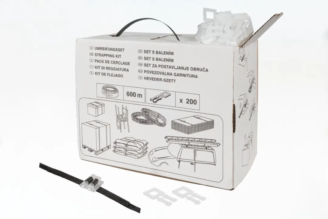 Kortpack PP-band 12mm x 600m - Zwart - 200 Gespen