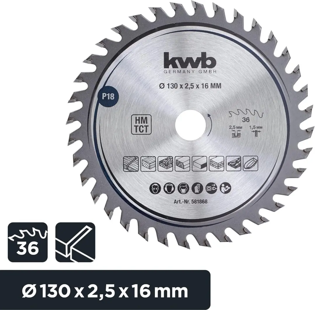 KWB Cirkelzaagblad 130x16mm 36 Tanden - Hout