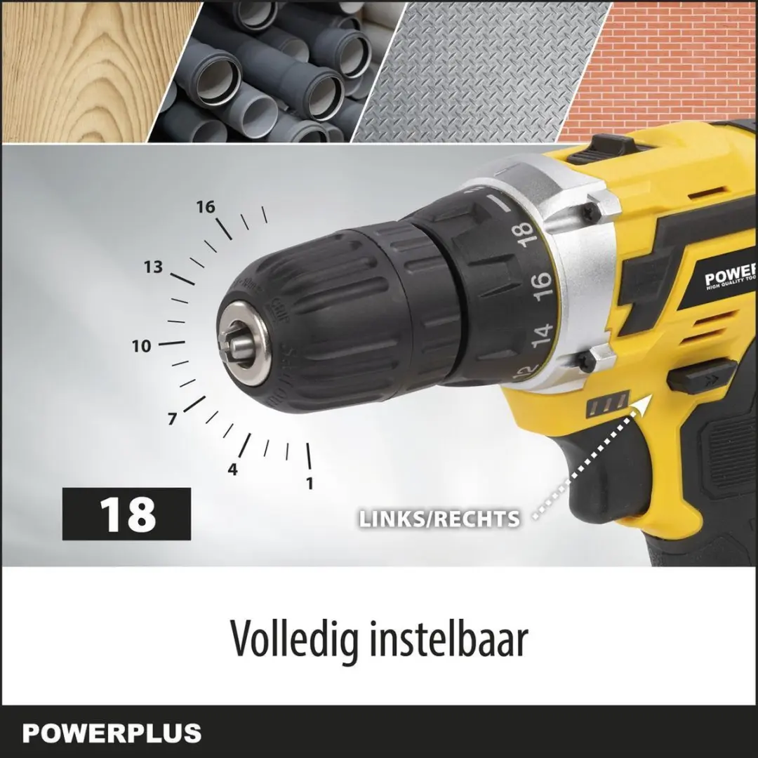 Powerplus POWX00830 Accuboormachine 20V - 2 snelheden - 2x 1300mAh