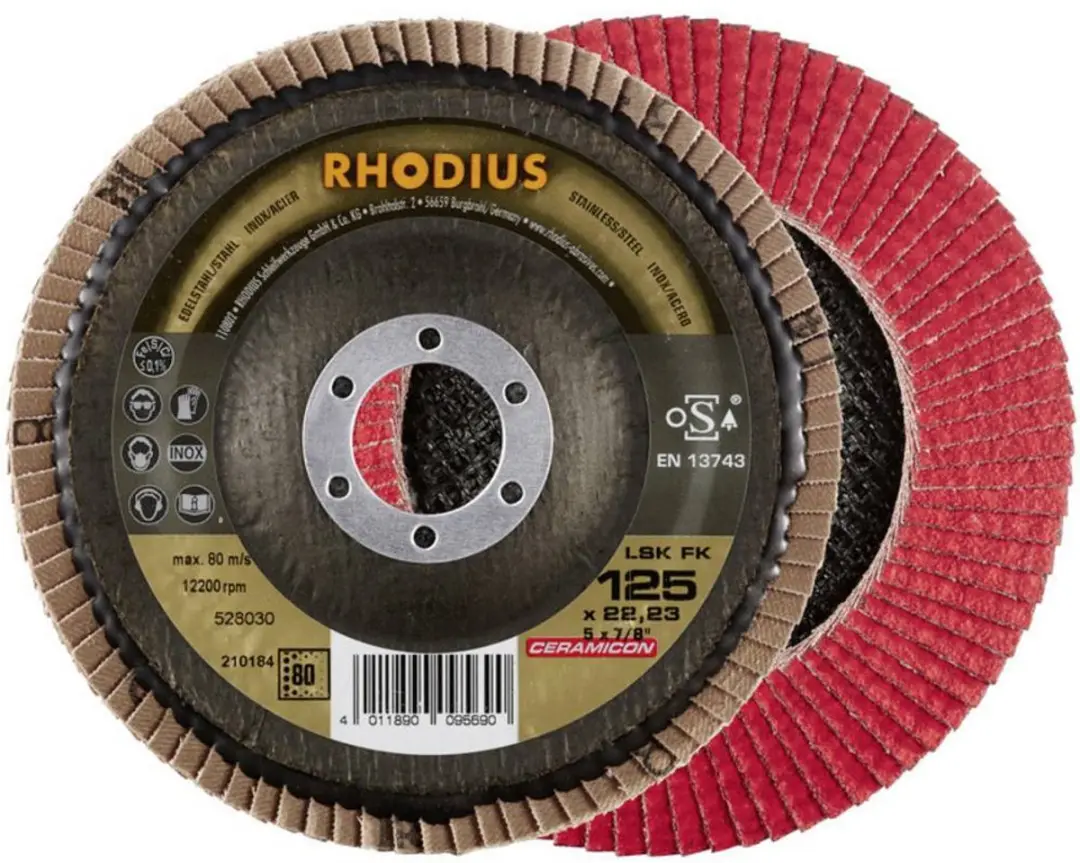 Rhodius 210184 Lamellenschijf 125mm - Ø22.23mm - Korrel 80 - RVS
